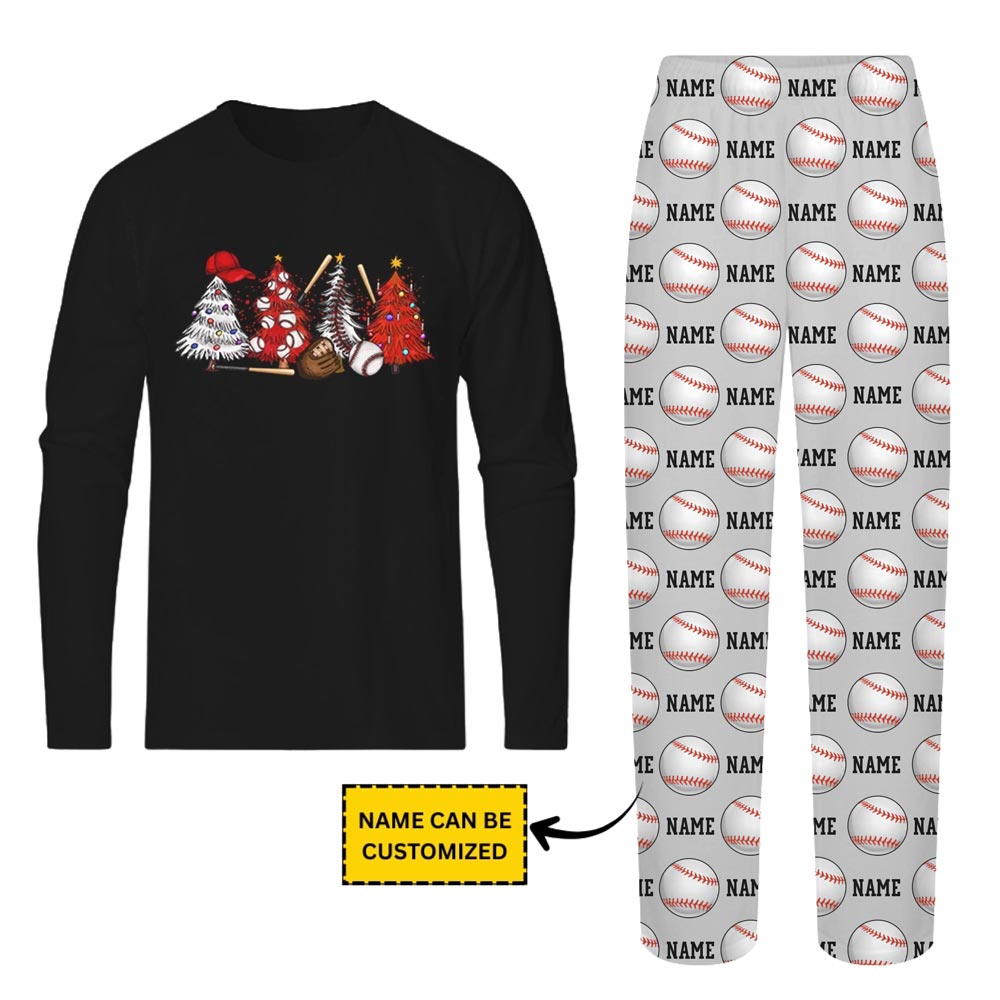 Personalized Baseball Christmas Matching Family Pajamas With Name 2
